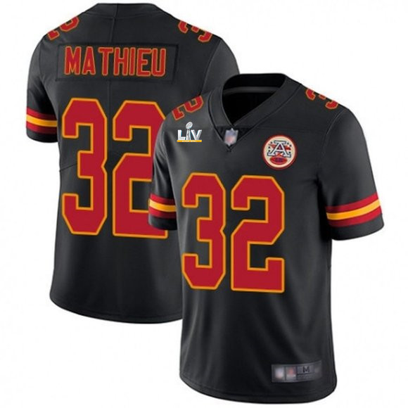 Men's Kansas City Chiefs #32 Tyrann Mathieu Black 2021 Super Bowl LV Stitched NFL Jersey